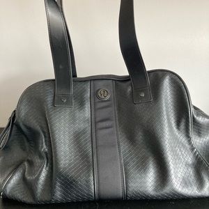 Lululemon black leather duffel bag